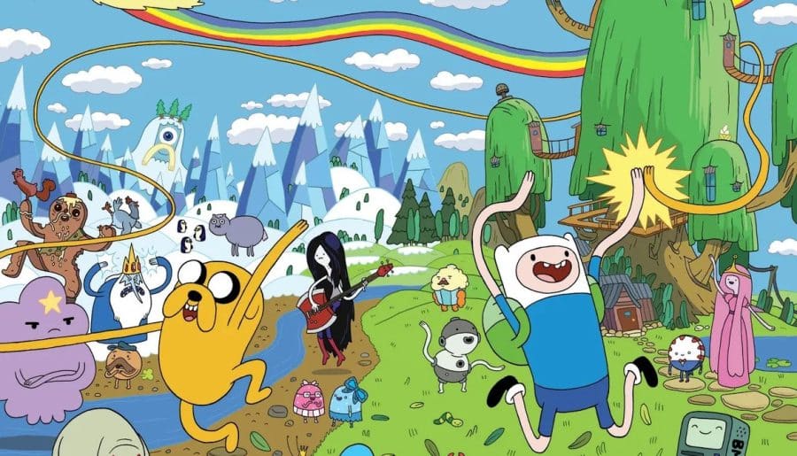 Adventure Time! (Come Along With Your Friends. We Go To Very Distant Lands with Jake The Dog And Finn the human. The Love Will Never End. It’s Adventure Time!