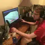 Technoblade playing a video game and doing a live stream.