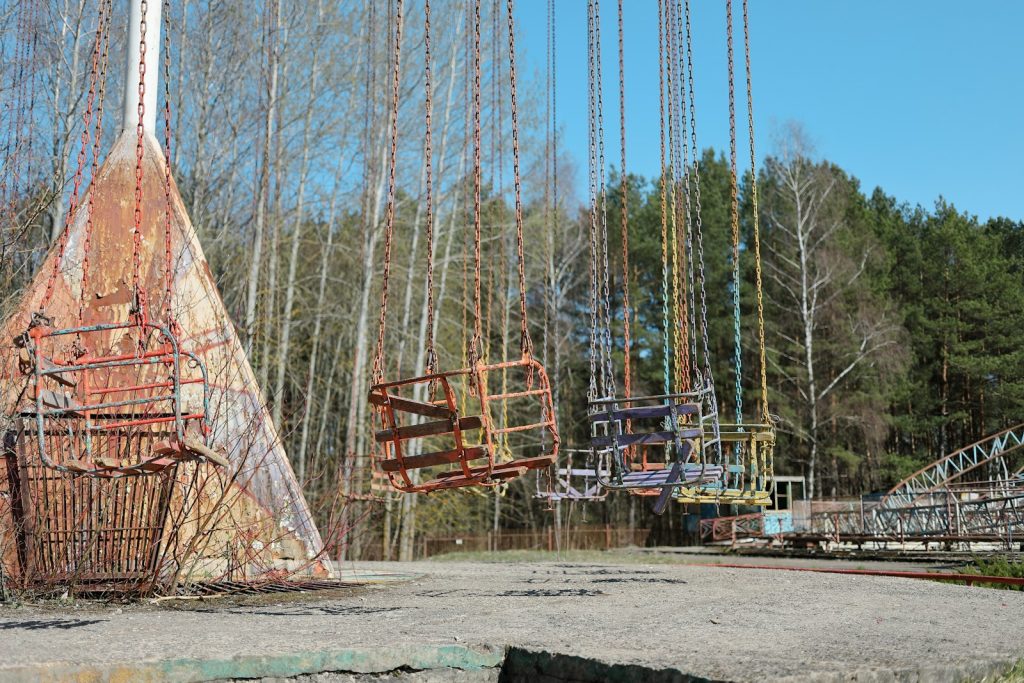 empty metal swings