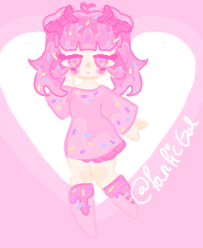 KidzNet user art post of girl made with all pink shades of color.